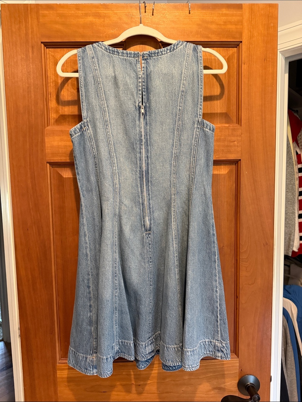 Madewell Sleeveless Denim A-Line Midi Dress — Light Blue - Picture 5 of 5